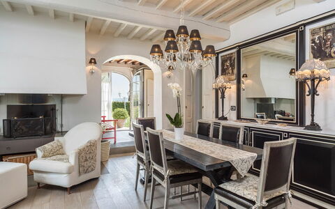 Villa Chianti: Furniture, Interior Design, Ceiling, Flooring, Light Fixture, Dining Room, Lighting, Chair, Home, Kitchen & Dining Room Table