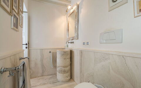 Villa Chianti: Flooring, Plumbing Fixture, Floor, Interior Design, Tap, Plumbing, Tile, Bathroom, Sink, Marble