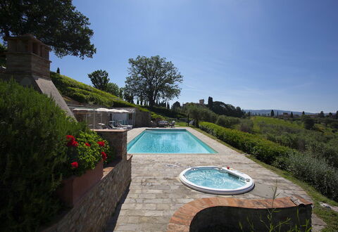 Villa Chianti: Swimming Pool, Landscape, Garden, Landscaping, Estate, Water Feature, Backyard, Yard, Flagstone, Hacienda