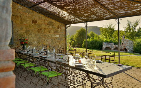 Villa Ghirlanda: Furniture, Table, Kitchen & Dining Room Table, Chair, Outdoor Furniture, Outdoor Table, Garden, Eco Hotel, Shade, Backyard