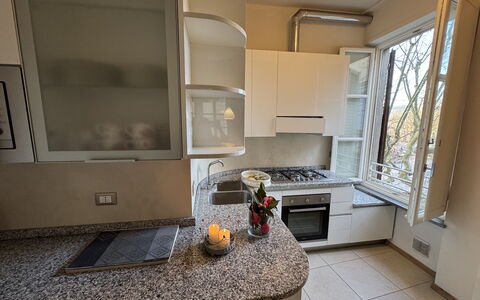 Casa Anna 13: Kitchen, Kitchen Appliance, Countertop, Major Appliance, Interior Design, Home Appliance, Cabinetry, Flooring, Room, Lighting