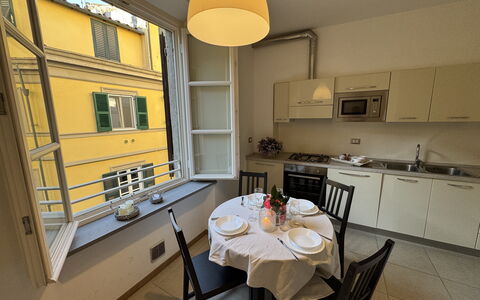 Casa Elena 13: Interior Design, Apartment, Chair, Kitchen & Dining Room Table, Dining Room, Kitchen, Countertop, Light Fixture