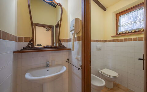 Il Giuncheto Apartments, Pool, Umbrian Countryside: Plumbing Fixture, Wood, Interior Design, Bathroom, Flooring, Floor, Bathroom Sink, Plumbing, Tap, Room