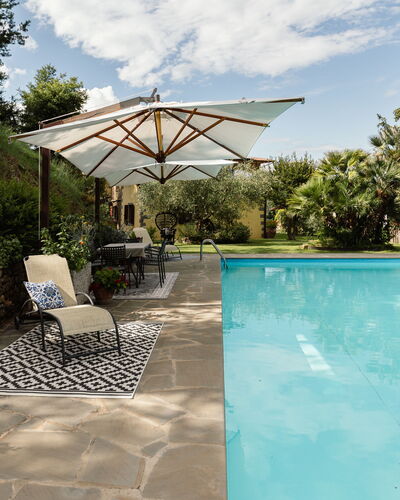 Villa Essiccatoio: Swimming Pool, Outdoor Furniture, Flagstone, Furniture, Umbrella, Shade, Resort, Chair, Eco Hotel, Composite Material