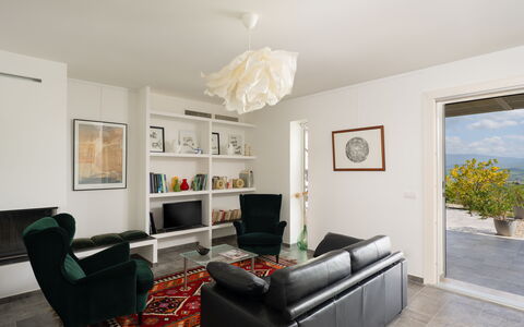 Villa Ombrone: Furniture, Interior Design, Wall, Flooring, Floor, Couch, Ceiling, Living Room, Room, Wood