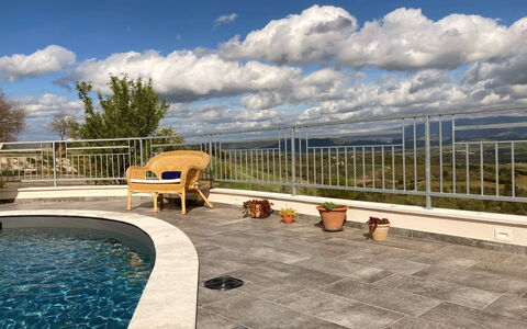 Villa Ombrone: Outdoor Furniture, Swimming Pool, Composite Material, Flagstone, Shade, Chair, Concrete, Tile, Resort, Water Feature