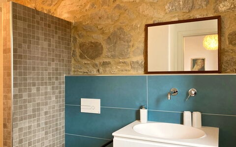 Villa Ombrone: Bathroom Sink, Wall, Flooring, Plumbing Fixture, Interior Design, Bathroom, Sink, Floor, Tap, Countertop