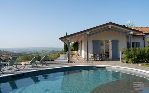 Villa Ombrone: Swimming Pool, Outdoor Furniture, Roof, Home, Composite Material, Resort, Estate, Cottage, Eco Hotel, Shade