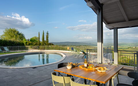 Villa Ombrone: Furniture, Outdoor Furniture, Chair, Table, Swimming Pool, Resort, Outdoor Table, Shade, Kitchen & Dining Room Table, Eco Hotel