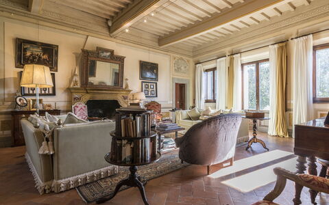 Castello di Cabbiavoli: Furniture, Interior Design, Flooring, Home, Floor, Lighting, Ceiling, Room, Living Room, Chair