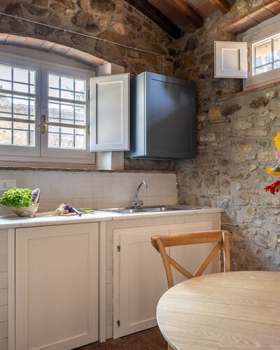 Maison Badia a Passignano: Furniture, Interior Design, Kitchen, Flooring, Countertop, Sink, Cabinetry, Kitchen Appliance, Home, Tap