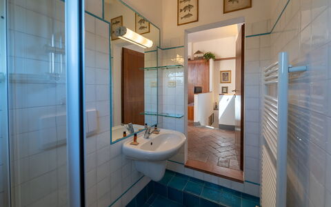 Casa dello Scrittore: Flooring, Interior Design, Floor, Plumbing Fixture, Ceiling, Bathroom, Room, Bathroom Sink, Plumbing, Tap
