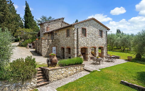 San Sano Retreat, Chianti Vineyard Views & Diving: Cottage, Estate, Garden, Farmhouse, Stone Wall, Brick, Landscaping, Villa, Historic House