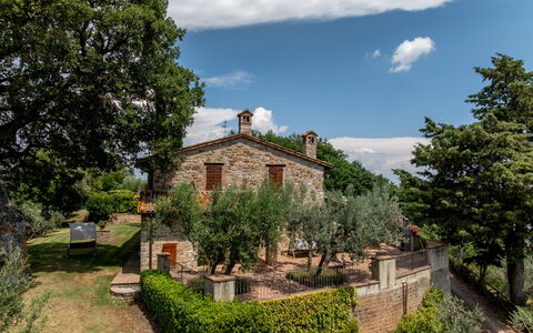 Villa Daluma, Private Pool in Todi: Shrub, House, Rural Area, Estate, Cottage, Garden, Farmhouse, Landscaping, Historic House, Mansion