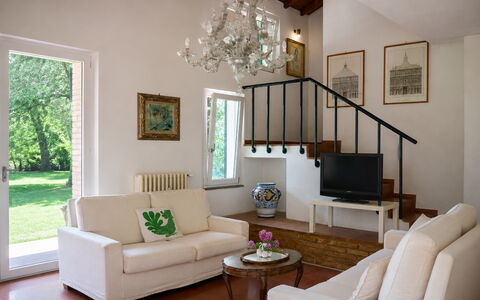 Casa Mancini, Holiday Villa, San Galgano: Furniture, Interior Design, Flooring, Wall, Couch, Wood, Floor, Room, Living Room, Ceiling