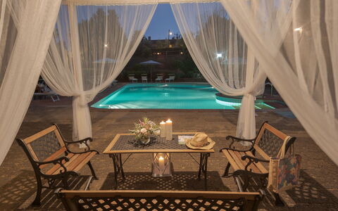 Villa Ginestraio 14: Furniture, Interior Design, Swimming Pool, Lighting, Resort, Curtain, Chair, Eco Hotel, Outdoor Furniture, Houseplant