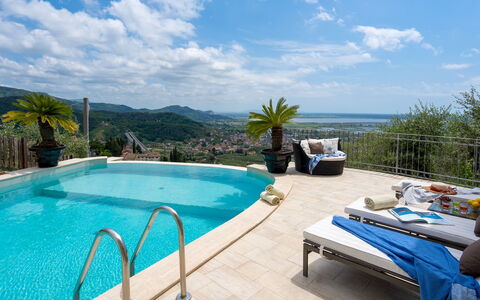 Villa Dolphin 10: Blue, Swimming Pool, Outdoor Furniture, Resort, Leisure, Eco Hotel, Sunlounger, Umbrella, Vacation, Shade