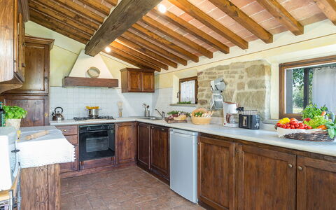 La Torretta 10: Kitchen, Countertop, Furniture, Wood, Interior Design, Cabinetry, Flooring, Home, Kitchen Appliance, House
