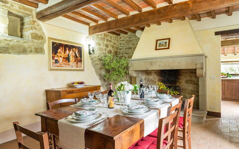 La Torretta 10: Furniture, Wall, Table, Interior Design, Kitchen & Dining Room Table, Flooring, Home, House, Chair, Dining Room