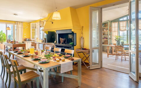 Casa del Vento 10: Furniture, Interior Design, Chair, Flooring, Table, Wood, Kitchen & Dining Room Table, Ceiling, Floor, Dining Room