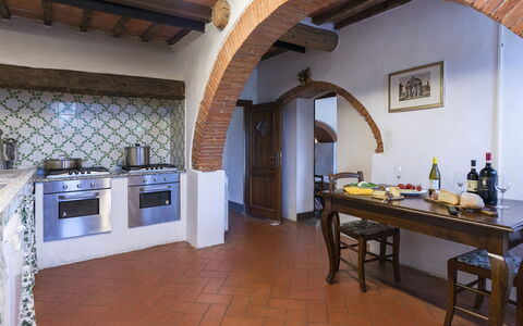 Villa Palazzaccio 26: Interior Design, Flooring, Home, Furniture, Floor, Room, Ceiling, Kitchen, Countertop, Wood Stain