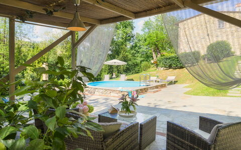 Ai Due Cuori 4: Furniture, Swimming Pool, Outdoor Furniture, Chair, Resort, Shade, Eco Hotel, Umbrella, Backyard, Garden