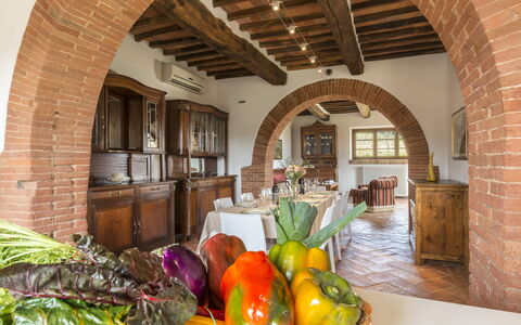 Bossoncina 8+1: Furniture, Brick, Chair, Houseplant, Villa, Kitchen & Dining Room Table, Farmhouse, Flowerpot, Food