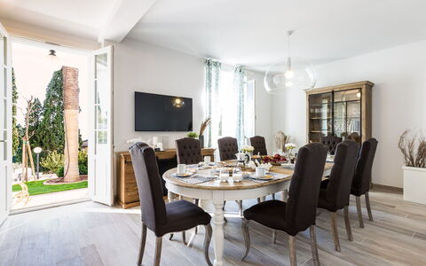 Villa Sole al Molino a Vento 8: Furniture, Interior Design, Flooring, Table, Chair, Wood, Floor, Room, Kitchen & Dining Room Table, Dining Room