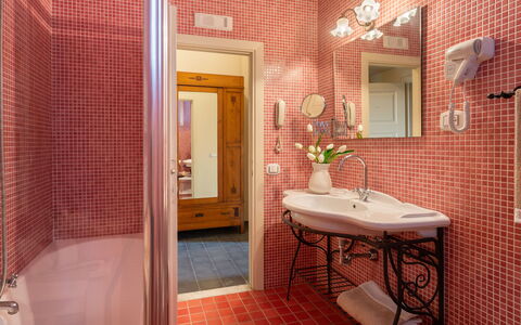 Tenuta di Pratello 24: Bathroom, Plumbing Fixture, Bathroom Sink, Interior Design, Wall, Flooring, Sink, Tap, Floor, Plumbing