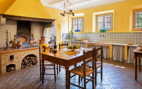 Tenuta di Pratello 24: Interior Design, Furniture, Flooring, Kitchen, Floor, Ceiling, Lighting, Room, Home, Table