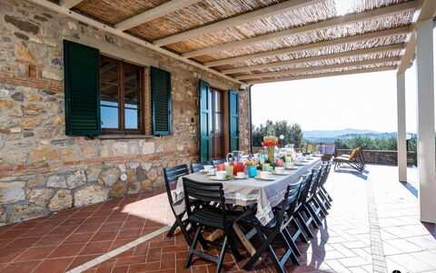 Il Poggiarellino 14: Furniture, Outdoor Furniture, Chair, Outdoor Table, Kitchen & Dining Room Table, Patio, Shade, Eco Hotel, Porch, Flagstone