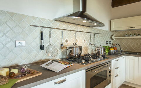 La Vecchia Fonte 15: Kitchen, Countertop, Interior Design, Kitchen Appliance, Kitchen Stove, Flooring, Gas Stove, Stove, Major Appliance, Cabinetry