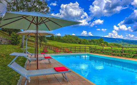 La Casa di Elsa 6: Swimming Pool, Mountain Range, Garden, Valley, Eco Hotel, Landscaping, Outdoor Furniture, Resort, Ridge, Sunlounger