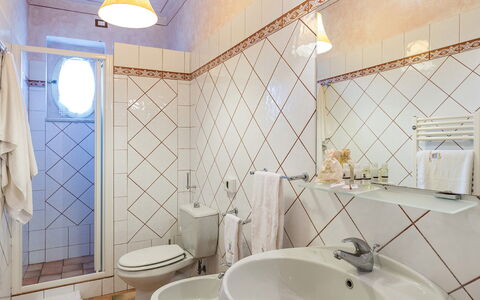 Villa Leonardo 30+6: Flooring, Interior Design, Floor, Plumbing Fixture, Ceiling, Tile, Room, Plumbing, Bathroom, Tap