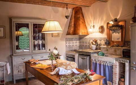 Dimora San Germano 14: Furniture, Interior Design, Wood, Kitchen, Lighting, Home, Flooring, Cabinetry, Room, Light Fixture
