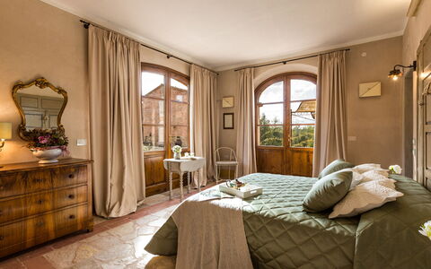 Dimora San Germano 14: Furniture, Wall, Interior Design, Bedroom, Bed, Flooring, Bed Sheet, Bedding, Room, Ceiling