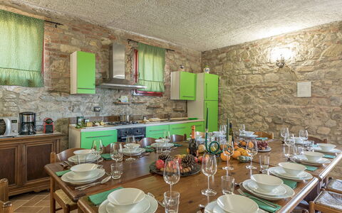 Podere San Ansano 14+2: Furniture, Interior Design, Table, Flooring, Kitchen & Dining Room Table, Chair, Ceiling, Room, Dining Room, Kitchen