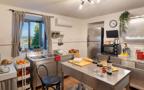 Villa Beltramonto 14: Kitchen, Furniture, Kitchen Appliance, Food, Countertop, Major Appliance, Tableware, Home Appliance, Room, Kitchen Stove