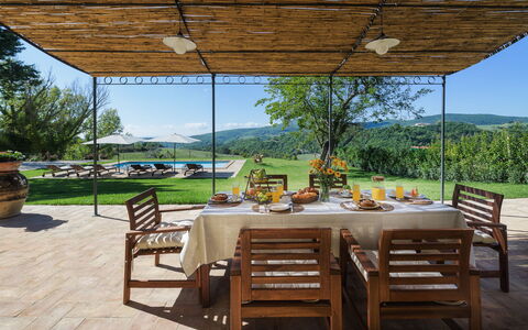 Casale Tavernelle 6: Furniture, Outdoor Furniture, Chair, Shade, Resort, Eco Hotel, Swimming Pool, Landscaping, Umbrella, Outdoor Structure