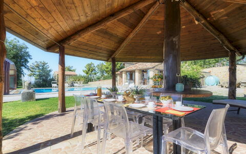 Il Romitoio 12: Shade, Resort, Outdoor Structure, Outdoor Furniture, Swimming Pool, Eco Hotel, Landscaping, Estate, Pavilion, Flagstone