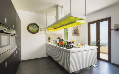 Villa Maggiorana 10: Kitchen, Countertop, Interior Design, Kitchen Appliance, Flooring, Furniture, Major Appliance, Ceiling, Cabinetry, Home