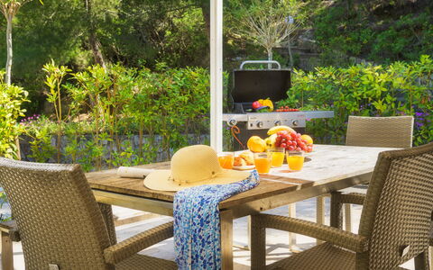 Villa Laconella 8+4: Furniture, Outdoor Furniture, Table, Chair, Outdoor Table, Kitchen & Dining Room Table, Flowerpot, Restaurant, Patio, Garden
