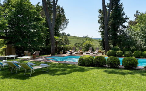 Villa Paesante 8: Tree, Swimming Pool, Garden, Shrub, Outdoor Furniture, Shade, Landscaping, Resort, Lawn