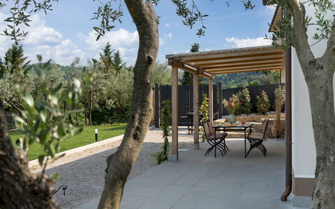 Terrazza sulla Valle 4+2: Wood, Shade, Outdoor Furniture, Land Lot, Garden, Landscaping, Outdoor Structure, Backyard, Pergola, Yard