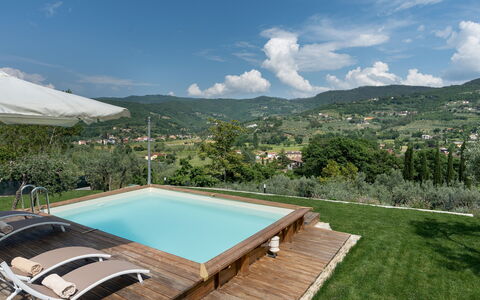 Terrazza sulla Valle 4+2: Swimming Pool, Mountainous Landforms, Hill, Mountain, Mountain Range, Resort, Eco Hotel, Outdoor Furniture, Leisure, Deck
