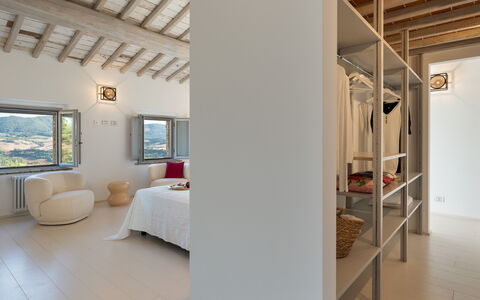 Villa Il Pozzo 14: Furniture, Interior Design, Wall, Flooring, Floor, Ceiling, Wood, Bed, Bedroom, Room