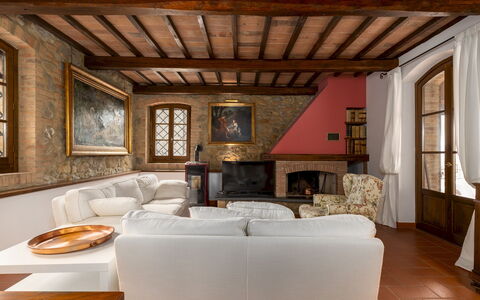 Villa Binetti 7: Furniture, Interior Design, Flooring, Wall, Floor, Wood, Couch, Ceiling, Living Room, Room