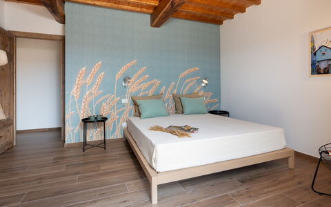 Casolare San Martino 12: Furniture, Interior Design, Wood, Flooring, Floor, Bedroom, Lighting, Room, Bed, Home