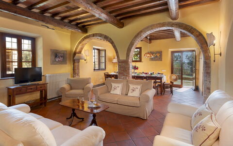 Villa Montefalconi 11: Furniture, Interior Design, Flooring, Wall, Couch, Floor, Ceiling, Living Room, Wood, Table