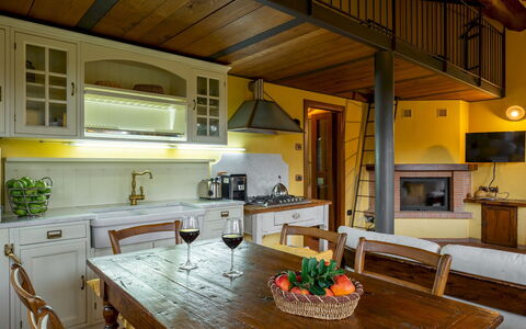 Podere Giardino 16+2: Furniture, Interior Design, Flooring, Wood, Kitchen, Ceiling, Floor, Home, Room, Lighting